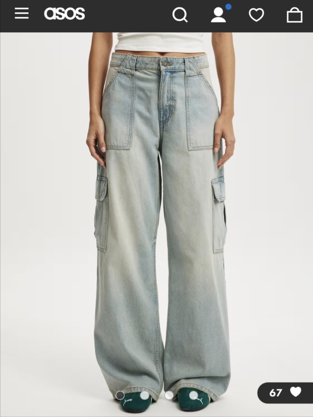 Cotton On Relaxed Light Blue Cargo Jeans Size 6 / 28